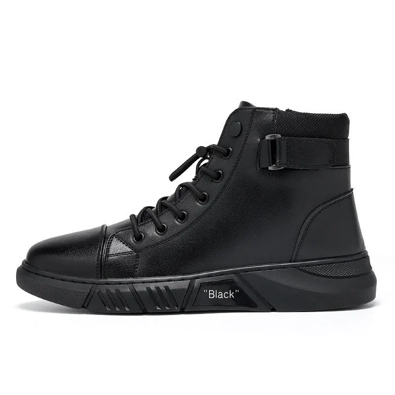 Trendy Martin High-Top Men's Casual Leather Boots — British Style, Plus Sizes